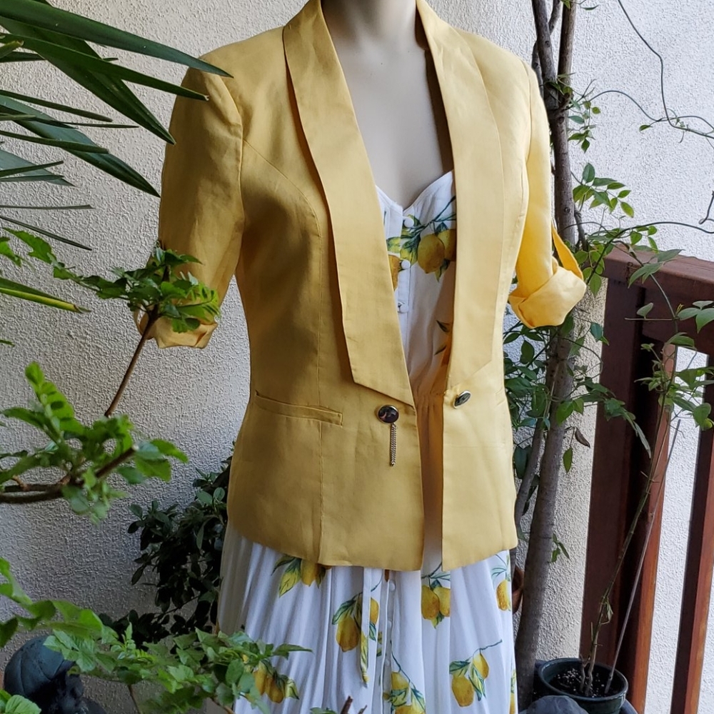 Vintage Love Culture Jacket Yellow with gold buttons